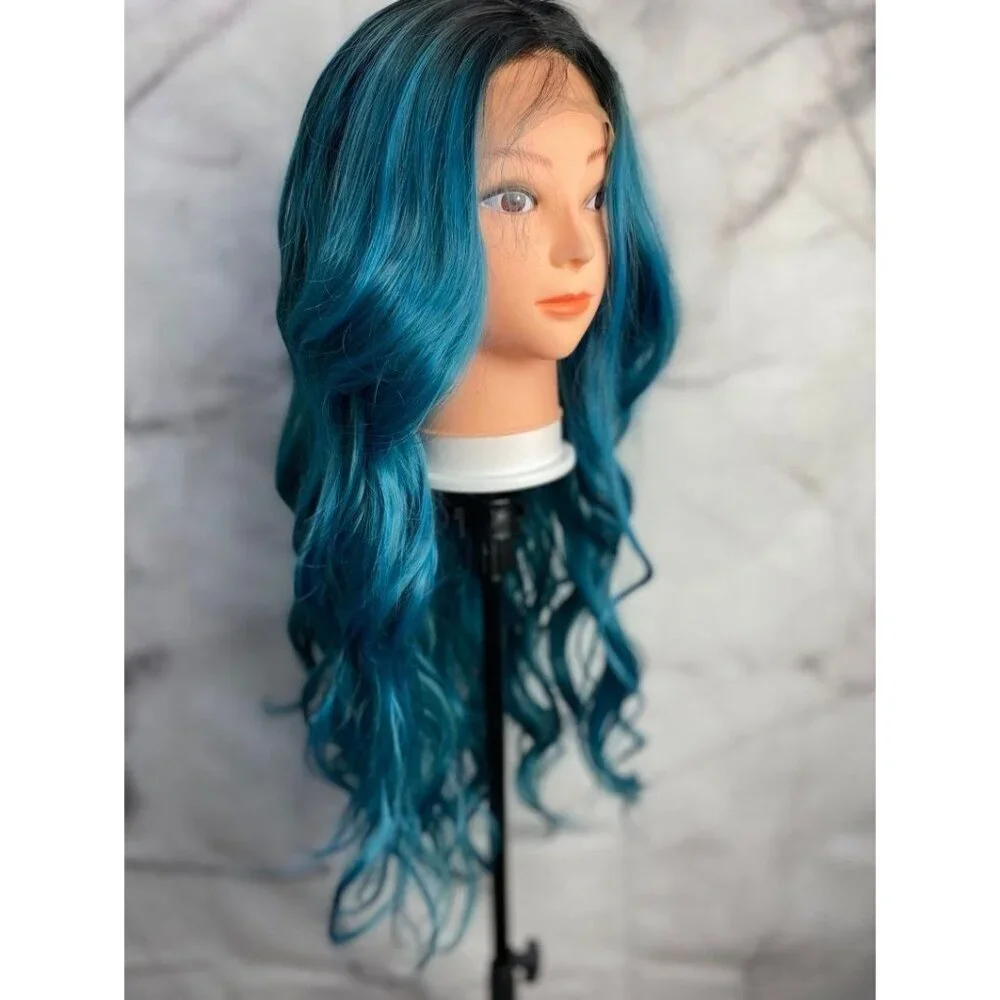 Ombre Blue Wig,Lace Front Wig